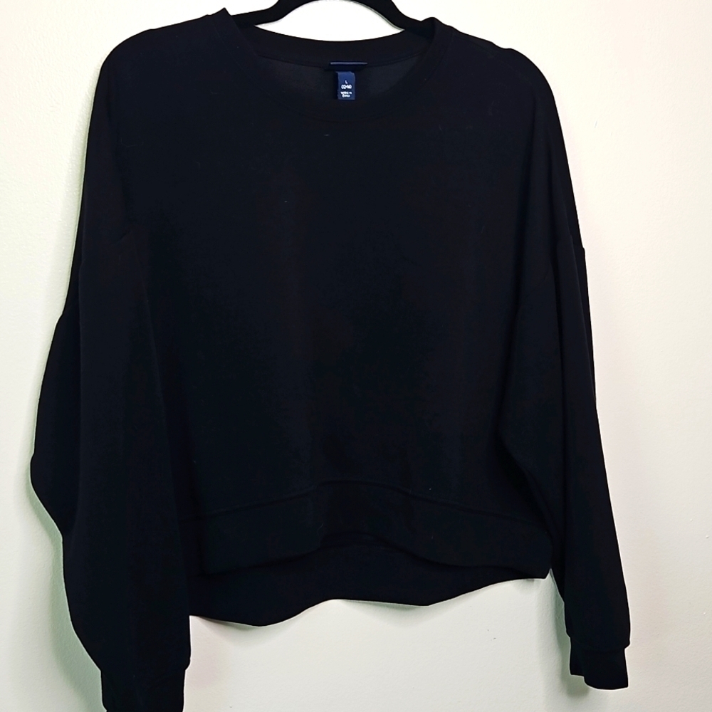 Scoop Black Crew Neck Cropped Sweater Size 12 14